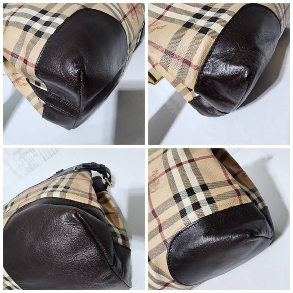 Authentic Burberry Haymarket Check PVC and Leather Small Hepburn Tote Bag - Picture 13 of 14